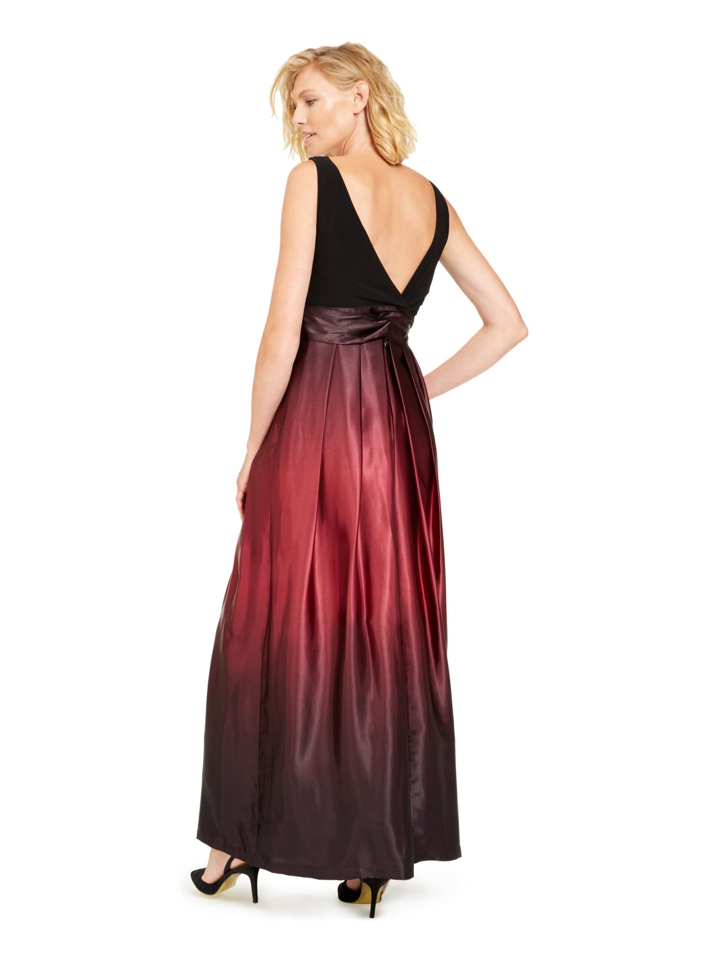 Vestido de festa feminino SL Fashions com faixa de cetim ombré, tamanho 10, vermelho