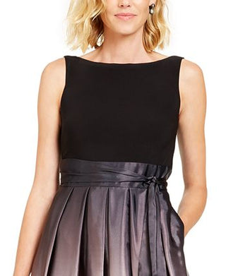 Vestido de festa feminino SL Fashions com faixa de cetim ombré e laço, preto, tamanho 14