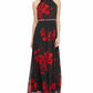 Vestido feminino com estampa floral e detalhes florais da SL Fashions, preto, tamanho 16