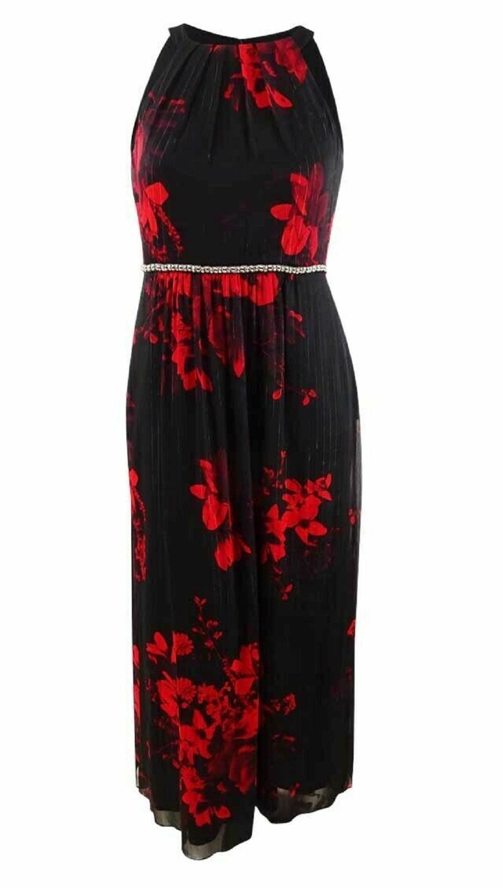Vestido feminino com estampa floral e detalhes florais da SL Fashions, preto, tamanho 16