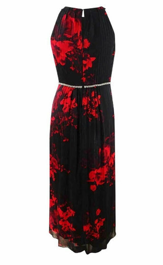 Vestido feminino com estampa floral e detalhes florais da SL Fashions, preto, tamanho 16