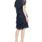 Vestido feminino de bolinhas em camadas SL Fashions, azul, tamanho 16