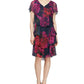 Vestido feminino SL Fashions com babados, decote canoa e mangas florais, comprimento até o joelho, rosa, tamanho 6, pequeno