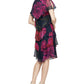 Vestido feminino SL Fashions com babados, decote canoa e mangas florais, comprimento até o joelho, rosa, tamanho 6, pequeno