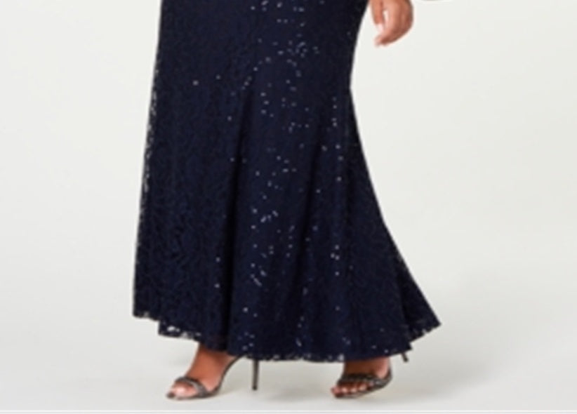 Vestido capelete de renda feminino SL Fashions azul tamanho 18W