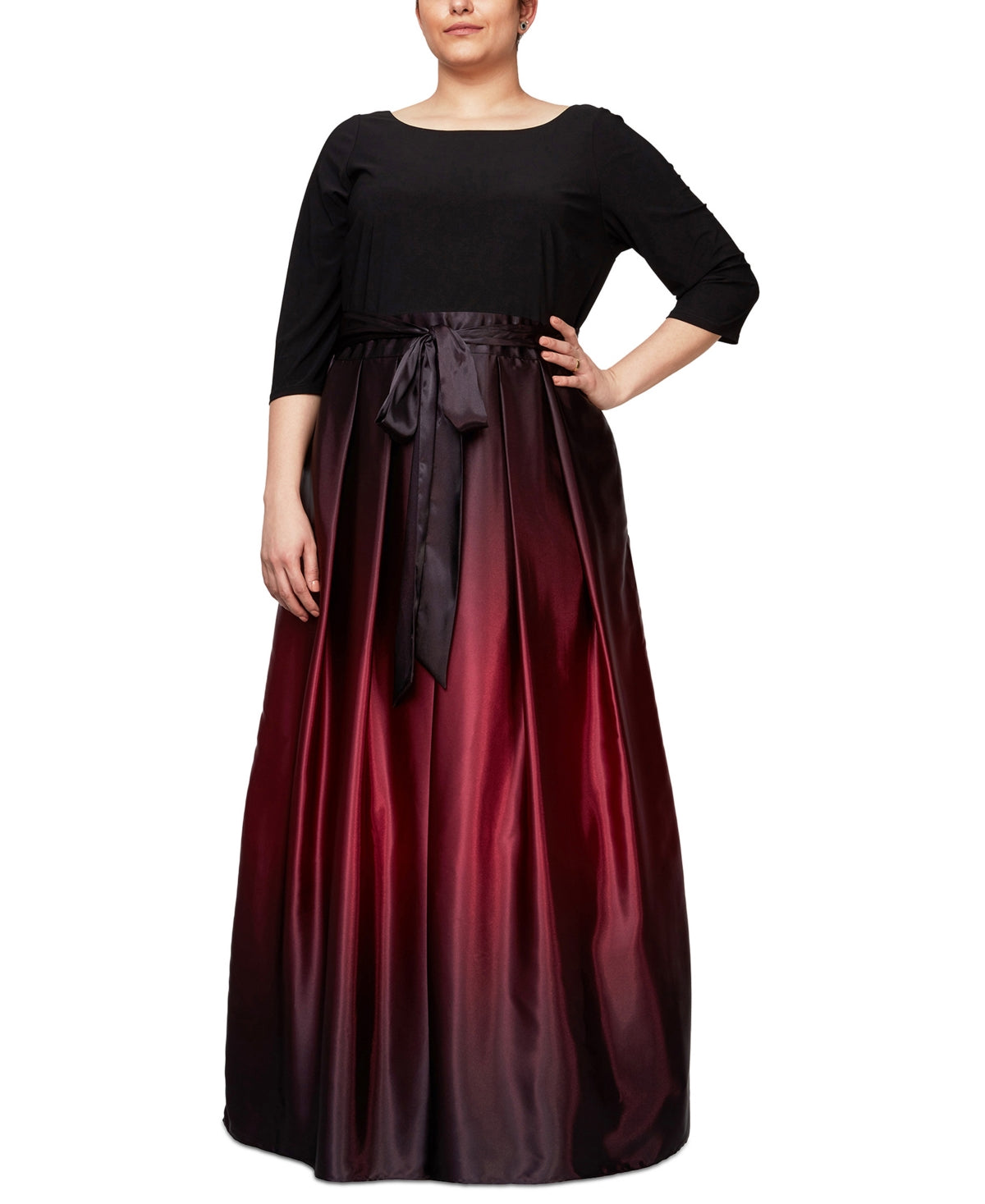Vestido de baile feminino SL Fashions Ombre preto tamanho 14W