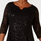 Vestido de renda com lantejoulas SL Fashions feminino, preto, tamanho 14W