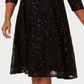 Vestido de renda com lantejoulas SL Fashions feminino, preto, tamanho 14W