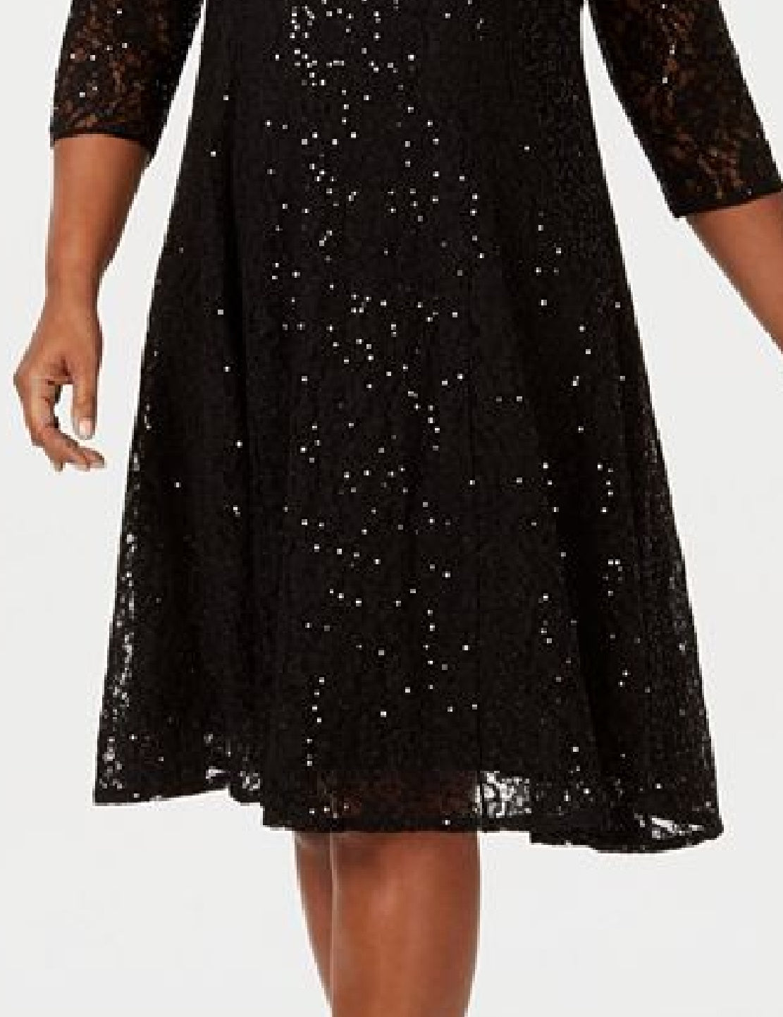 Vestido de renda com lantejoulas SL Fashions feminino, preto, tamanho 14W