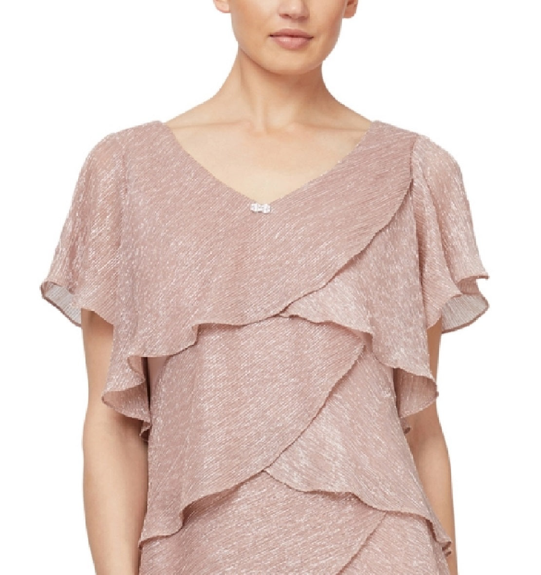 Vestido feminino com brilho e camadas SL Fashions, rosa, tamanho 4