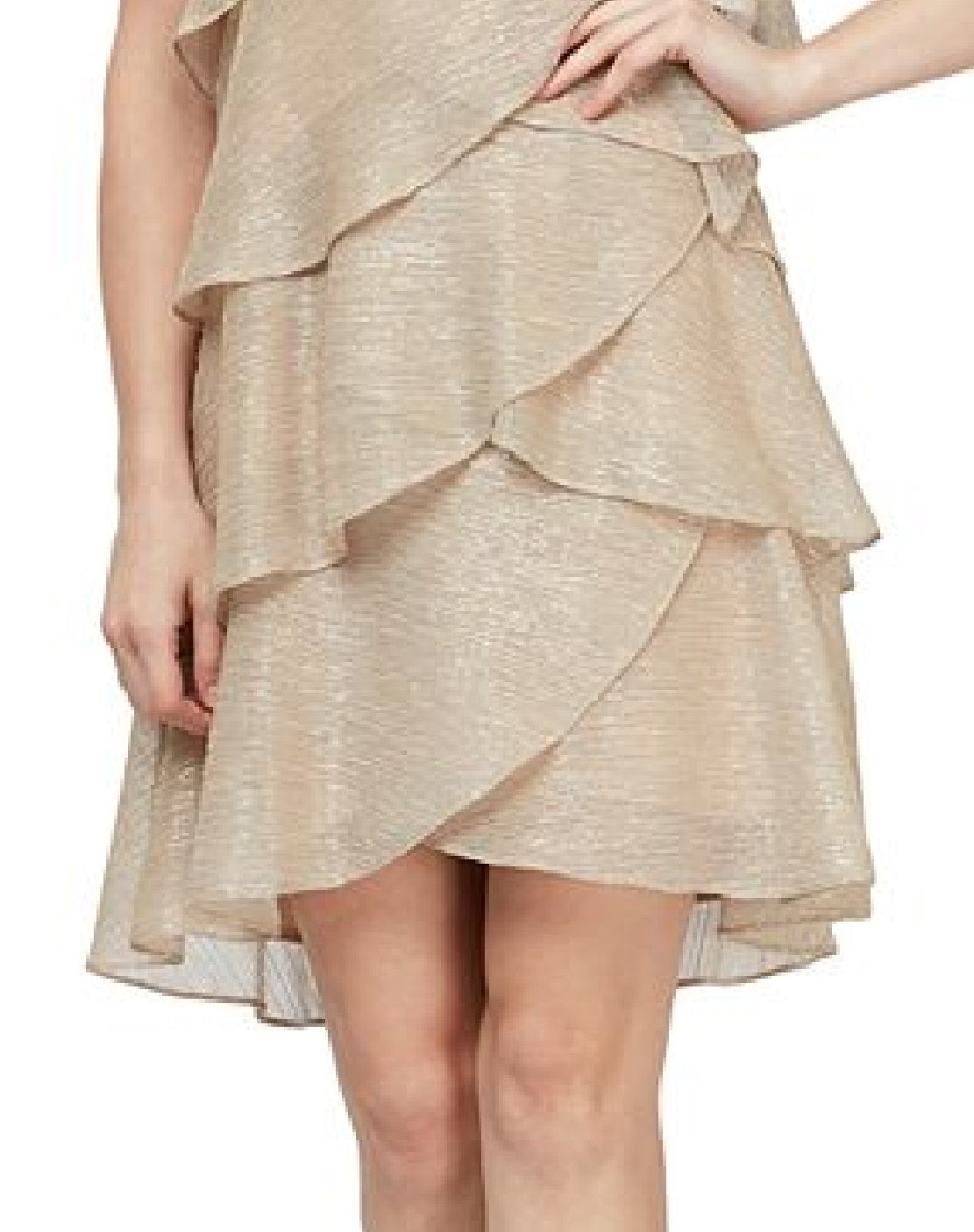 Vestido feminino com brilho e camadas SL Fashions, rosa, tamanho 6