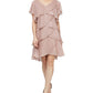 Vestido feminino com brilho e camadas SL Fashions, rosa, tamanho 8