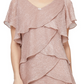 Vestido feminino com brilho e camadas SL Fashions, rosa, tamanho 8