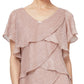 Vestido feminino com brilho e camadas SL Fashions, rosa, tamanho 16
