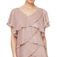 Vestido feminino com brilho e camadas SL Fashions, rosa, tamanho 18