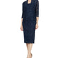 Conjunto de jaqueta de renda e vestido midi feminino SL Fashions, 2 peças, azul, tamanho 14