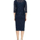 Conjunto de jaqueta de renda e vestido midi feminino SL Fashions, 2 peças, azul, tamanho 14