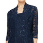 Conjunto de jaqueta de renda e vestido midi feminino SL Fashions, 2 peças, azul, tamanho 14