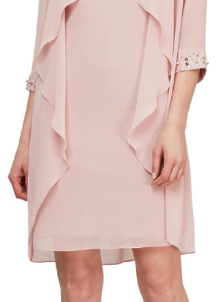 Vestido jaqueta com gola de contas SL Fashions feminino rosa tamanho 18
