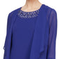 Vestido tubinho sem mangas com decote em contas e jaqueta azul SL Fashions feminino, tamanho 16