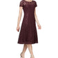 Vestido midi de renda com lantejoulas SL Fashions feminino, tamanho 16, vinho