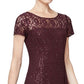 Vestido midi de renda com lantejoulas SL Fashions feminino, tamanho 16, vinho