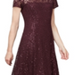 Vestido midi de renda com lantejoulas SL Fashions feminino, tamanho 16, vinho