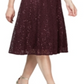 Vestido midi de renda com lantejoulas SL Fashions feminino, tamanho 16, vinho