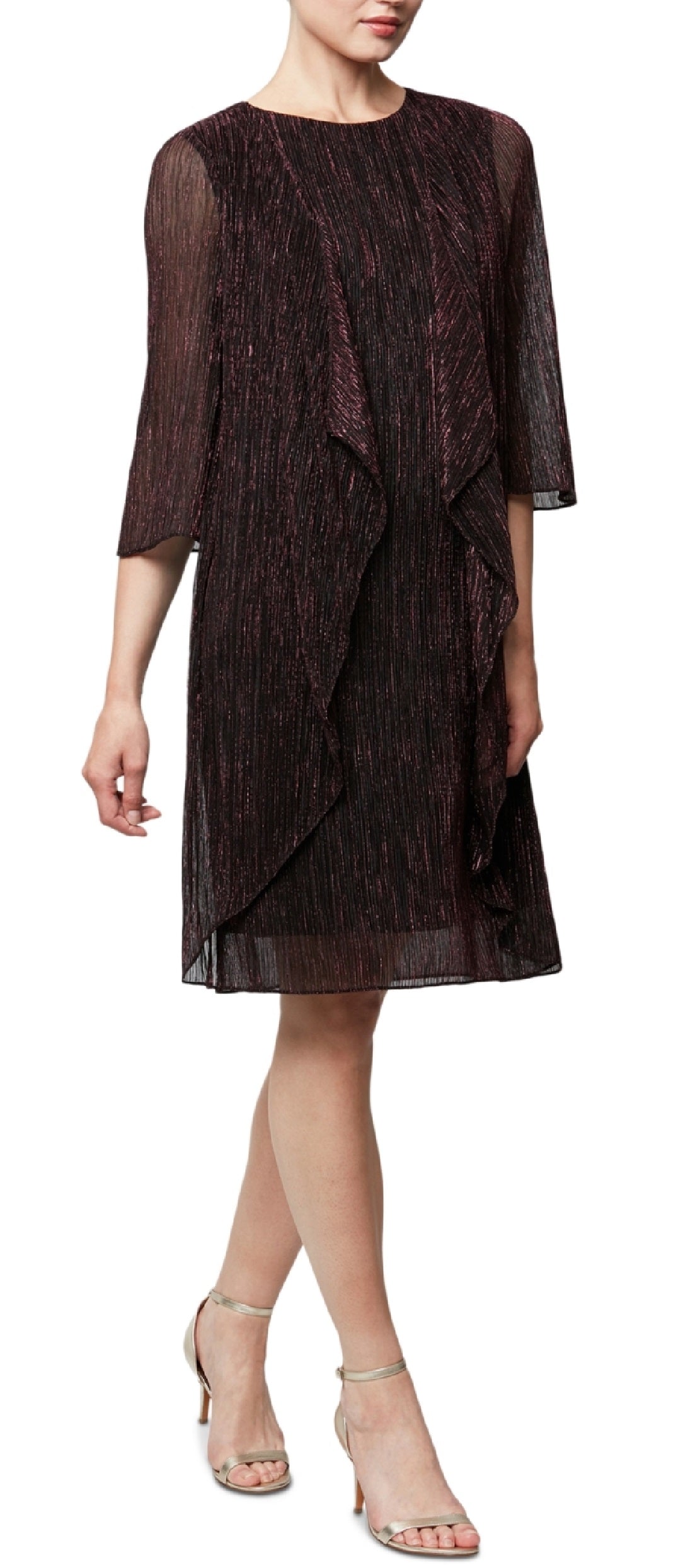 Vestido jaqueta metálica feminino SL Fashions preto tamanho 16