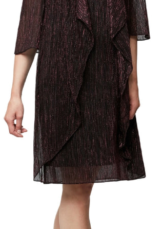 Vestido jaqueta metálica feminino SL Fashions preto tamanho 16