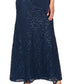 Vestido de renda com lantejoulas e chiffon popover feminino SL Fashions, azul, tamanho 16