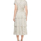 Vestido feminino SL Fashions com pontinhos metálicos e cintura franzida, marrom, tamanho 12