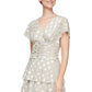 Vestido feminino SL Fashions com pontinhos metálicos e cintura franzida, marrom, tamanho 12