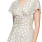 Vestido feminino SL Fashions com pontinhos metálicos e cintura franzida, marrom, tamanho 14