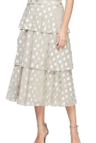 Vestido feminino SL Fashions com pontinhos metálicos e cintura franzida, marrom, tamanho 14