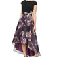Vestido feminino SL Fashions com saia estampada alta e baixa, roxo, tamanho 12