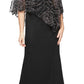 Vestido feminino SL Fashions com decote em V e estampa floral e glitter, preto, tamanho 8