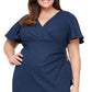 Vestido de malha brilhante feminino SL Fashions azul tamanho 22W