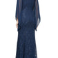 Vestido de renda ilusionista feminino SL Fashions azul tamanho 4
