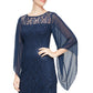 Vestido de renda ilusionista feminino SL Fashions azul tamanho 4