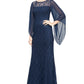 Vestido de renda ilusionista feminino SL Fashions azul tamanho 4