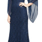 Vestido de renda ilusionista feminino SL Fashions azul tamanho 10