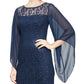 Vestido de renda ilusionista feminino SL Fashions azul tamanho 10