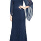 Vestido de renda ilusionista feminino SL Fashions azul tamanho 14