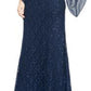 Vestido de renda ilusionista feminino SL Fashions azul tamanho 14