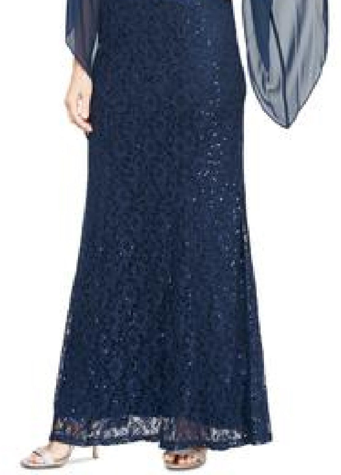 Vestido de renda ilusionista feminino SL Fashions azul tamanho 14