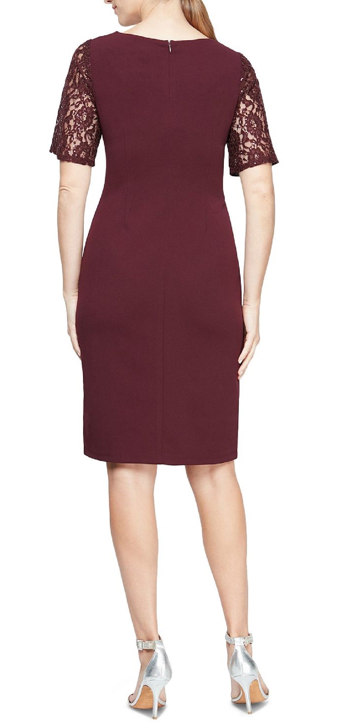 Vestido justo com lantejoulas e renda SL Fashions para mulheres, marrom, tamanho 16