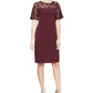 Vestido justo com lantejoulas e renda SL Fashions para mulheres, marrom, tamanho 16