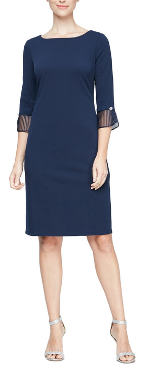 Vestido tubinho plissado feminino SL Fashions azul tamanho 18