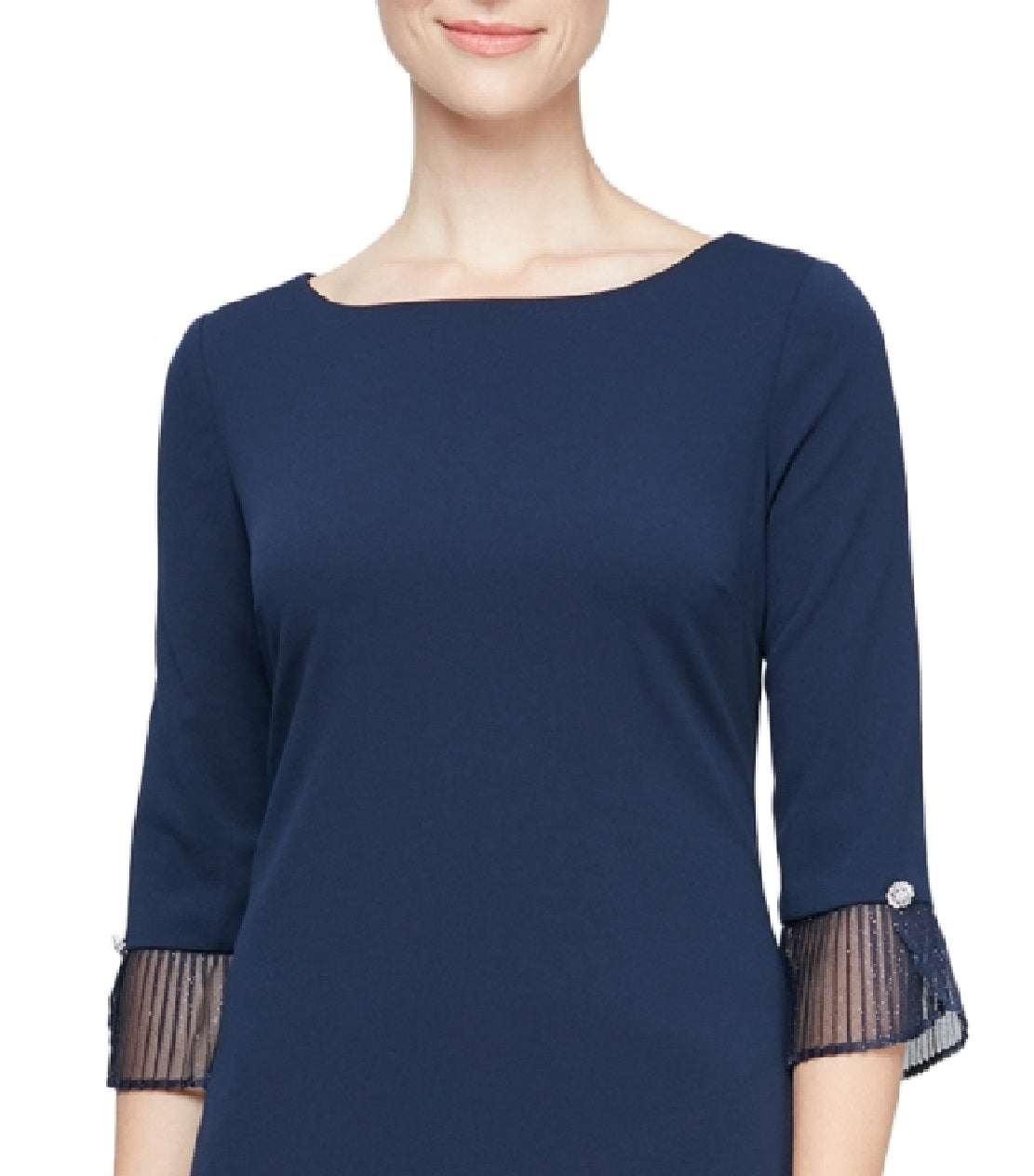 Vestido tubinho plissado feminino SL Fashions azul tamanho 18